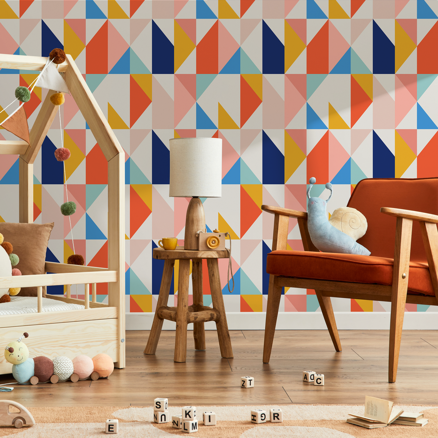 Wall Decor Wallpaper Peel and Stick Wallpaper Removable Wallpaper Home Decor Wall Art Room Decor / Colorful Geometric Wallpaper - B846