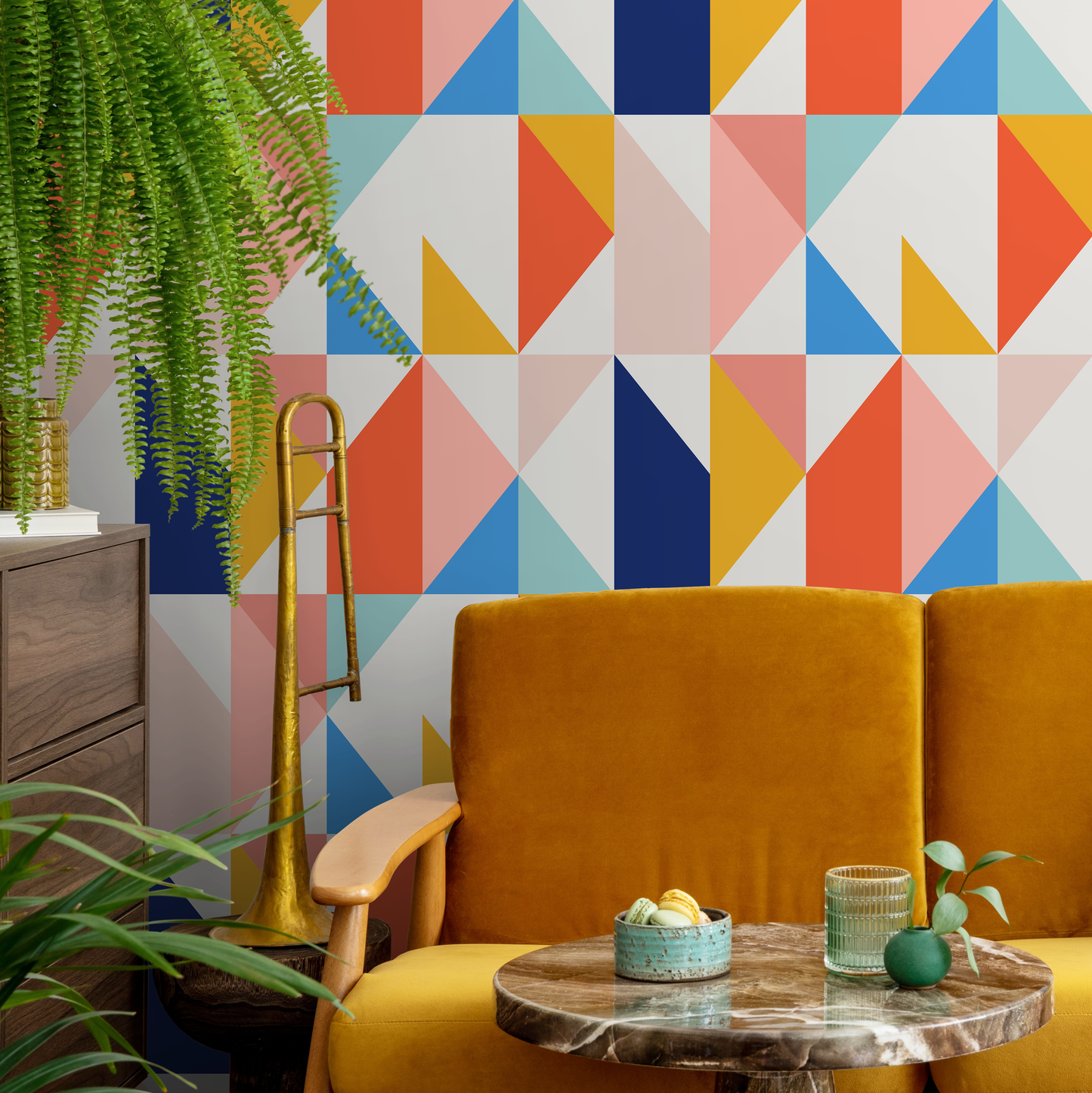 Wall Decor Wallpaper Peel and Stick Wallpaper Removable Wallpaper Home Decor Wall Art Room Decor / Colorful Geometric Wallpaper - B846