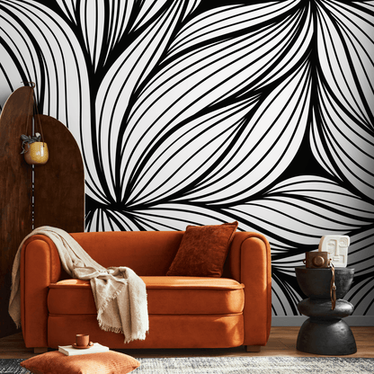 Wallpaper Removable Wallpaper Peel and Stick Wallpaper Wall Decor Home Decor Wall Art Room Decor / Black and White Abstract Wallpaper - B853