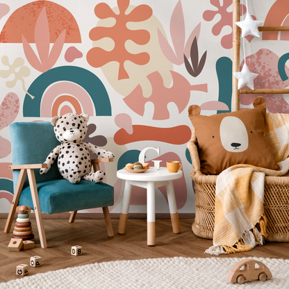 Wall Decor Wallpaper Peel and Stick Wallpaper Removable Wallpaper Home Decor Wall Art Room Decor/ Abstract Shapes Kids Mural Wallpaper -B886