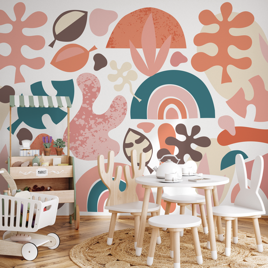 Wall Decor Wallpaper Peel and Stick Wallpaper Removable Wallpaper Home Decor Wall Art Room Decor/ Abstract Shapes Kids Mural Wallpaper -B886