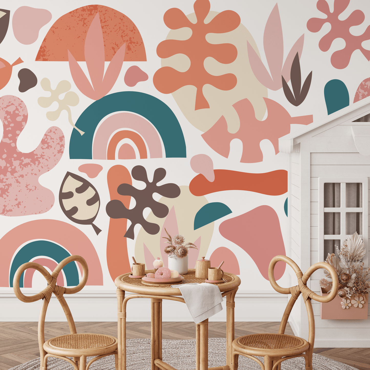 Wall Decor Wallpaper Peel and Stick Wallpaper Removable Wallpaper Home Decor Wall Art Room Decor/ Abstract Shapes Kids Mural Wallpaper -B886