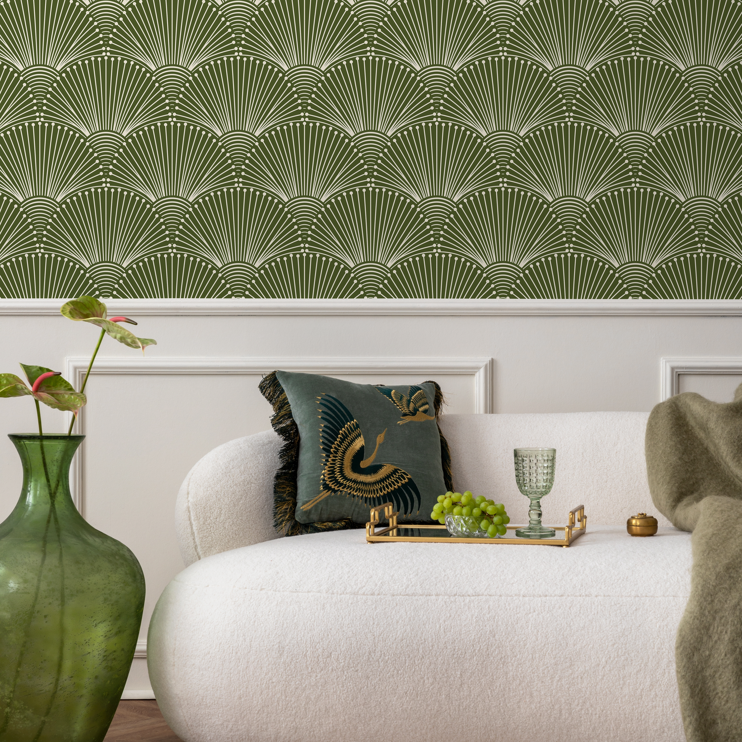 Papel pintado de palmeras modernas verdes, autoadhesivo y tradicional - B936