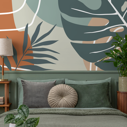 Tropical Abstract Mural Wallpaper Peel and Stick and Traditional Wallpaper - B961