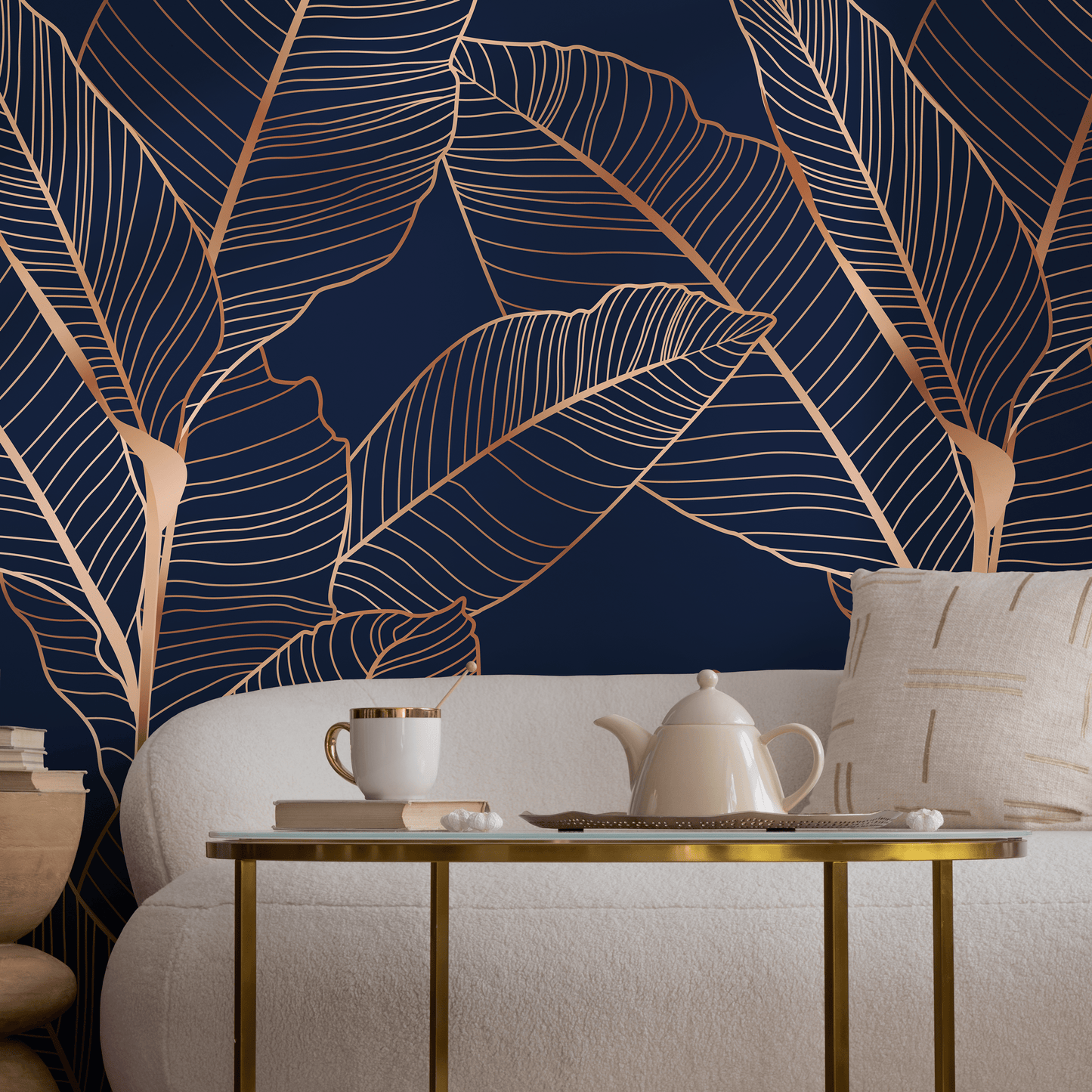 Peel and Stick Wallpaper Removable Wallpaper Wall Decor Home Decor Printable Wall Art Room Decor / Navy and Non-Metalic Wallpaper - B983