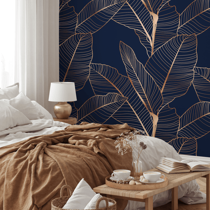 Peel and Stick Wallpaper Removable Wallpaper Wall Decor Home Decor Printable Wall Art Room Decor / Navy and Non-Metalic Wallpaper - B983