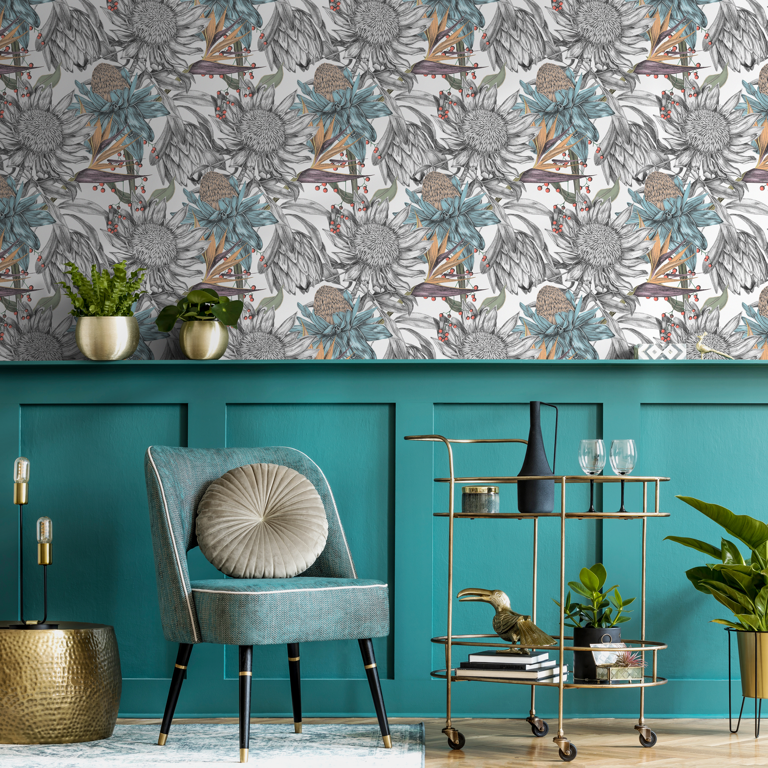 Papel pintado extraíble, mural floral, papel pintado temporal, papel pintado para guardería, decoración de pared, papel pintado extraíble, papel pintado autoadhesivo -C002