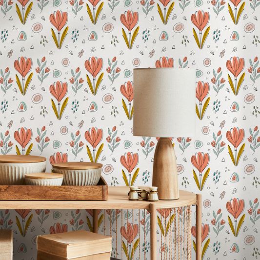 Removable Wallpaper, Scandinavian Wallpaper, Temporary Wallpaper, Minimalistic Wallpaper, Peel and Stick Wallpaper, Wall Paper, Boho -C033