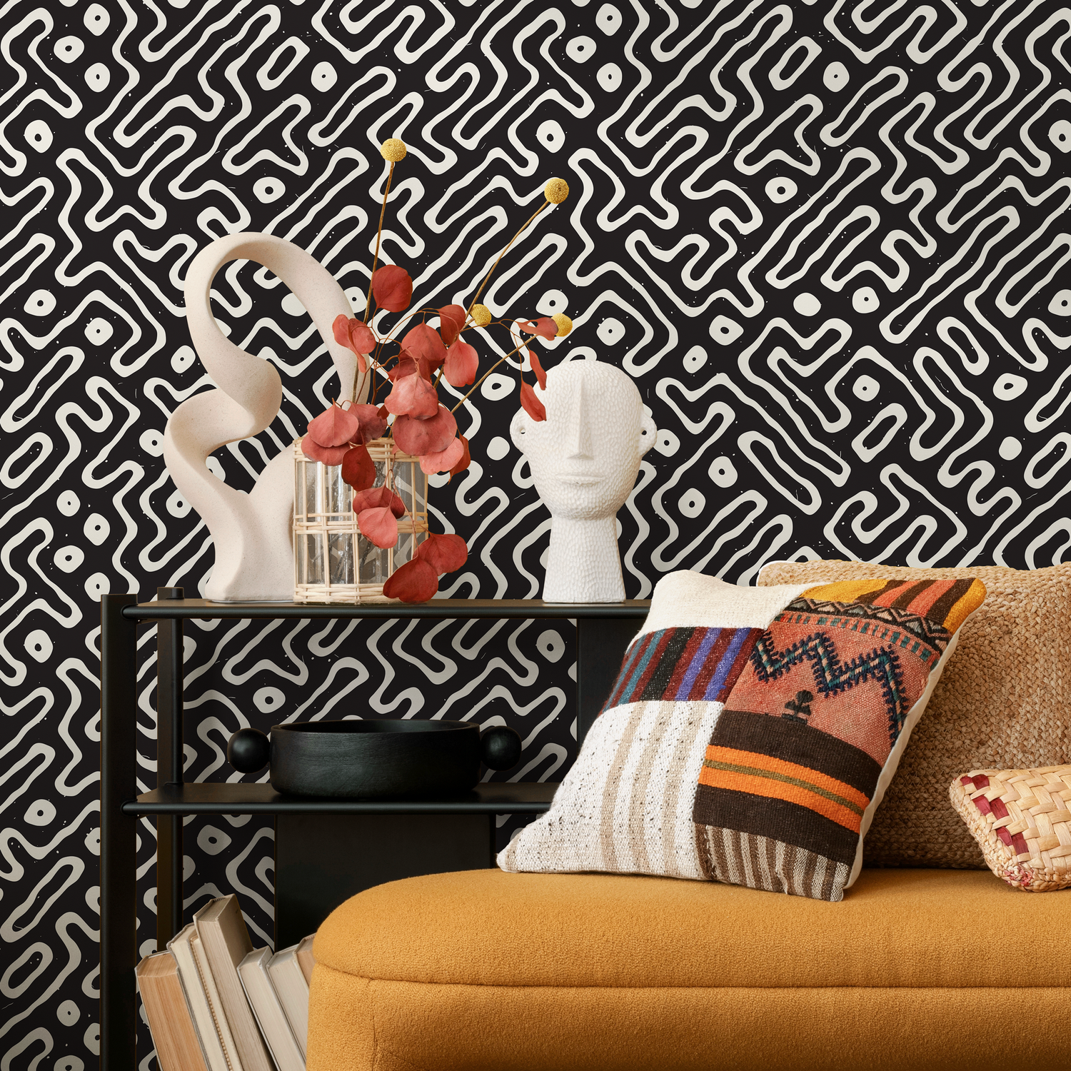 Removable Wallpaper Peel and Stick Wallpaper Wall Paper Wall Mural - Black and White Minimal Wallpaper - C045 - ONDECOR.COM
