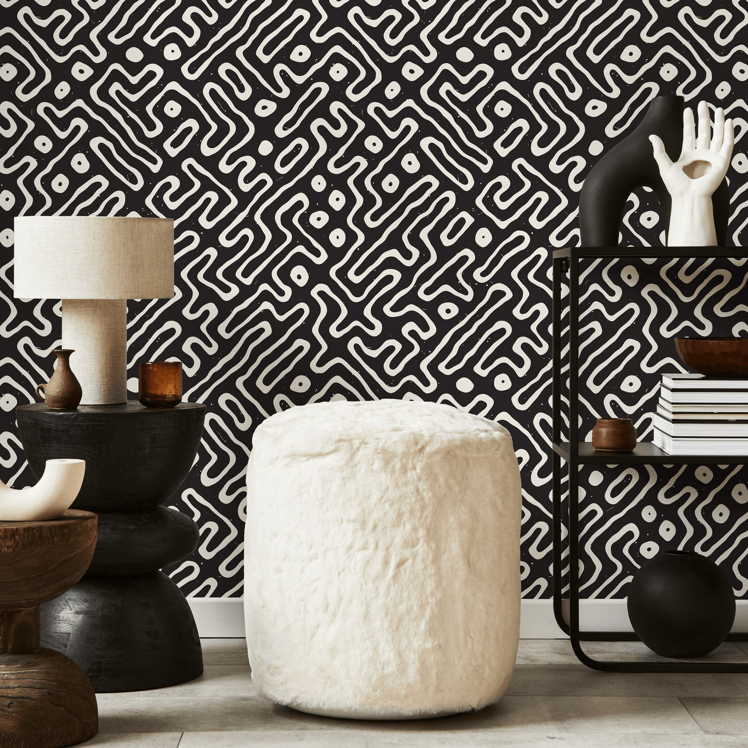 Removable Wallpaper Peel and Stick Wallpaper Wall Paper Wall Mural - Black and White Minimal Wallpaper - C045 - ONDECOR.COM