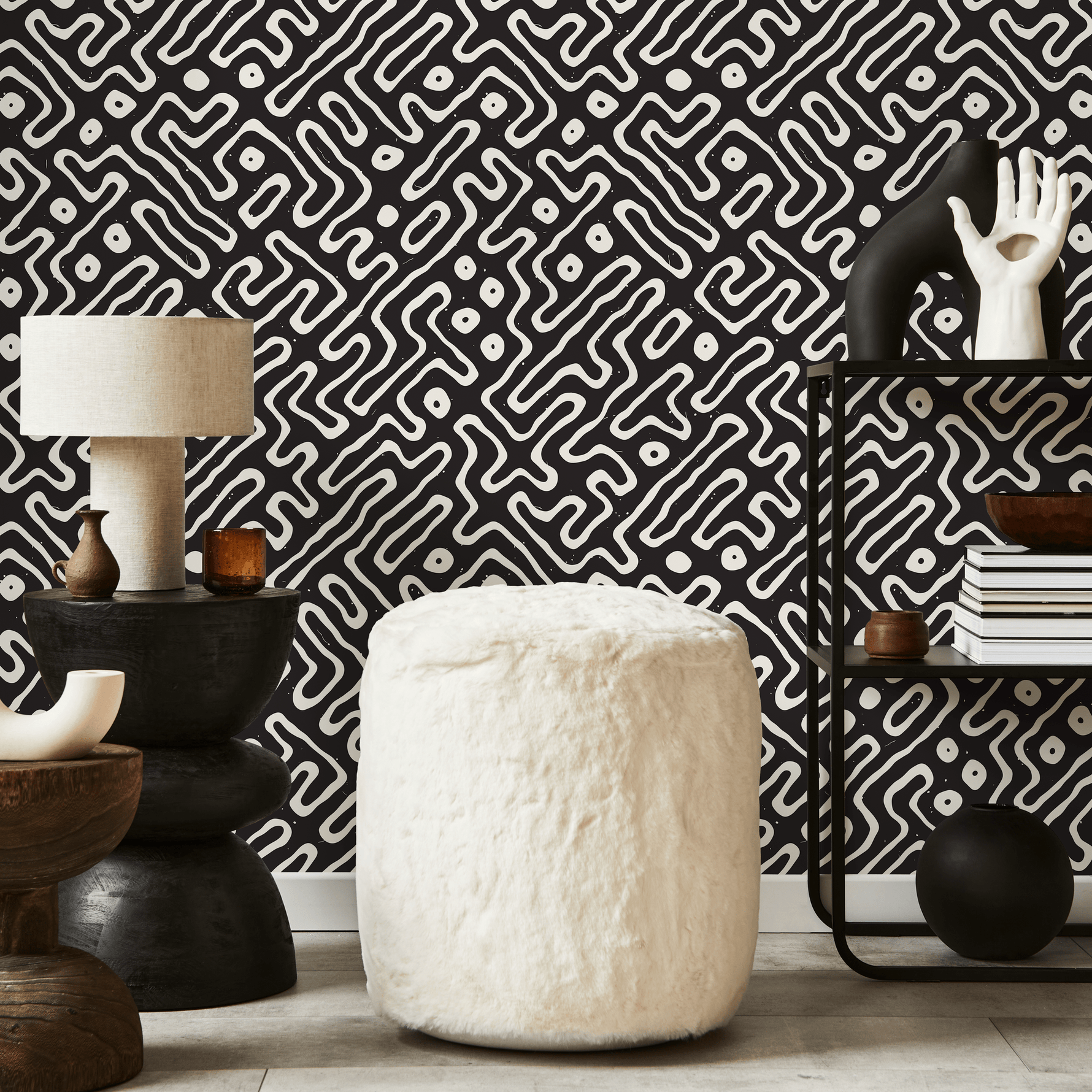 Removable Wallpaper Peel and Stick Wallpaper Wall Paper Wall Mural - Black and White Minimal Wallpaper - C045 - ONDECOR.COM