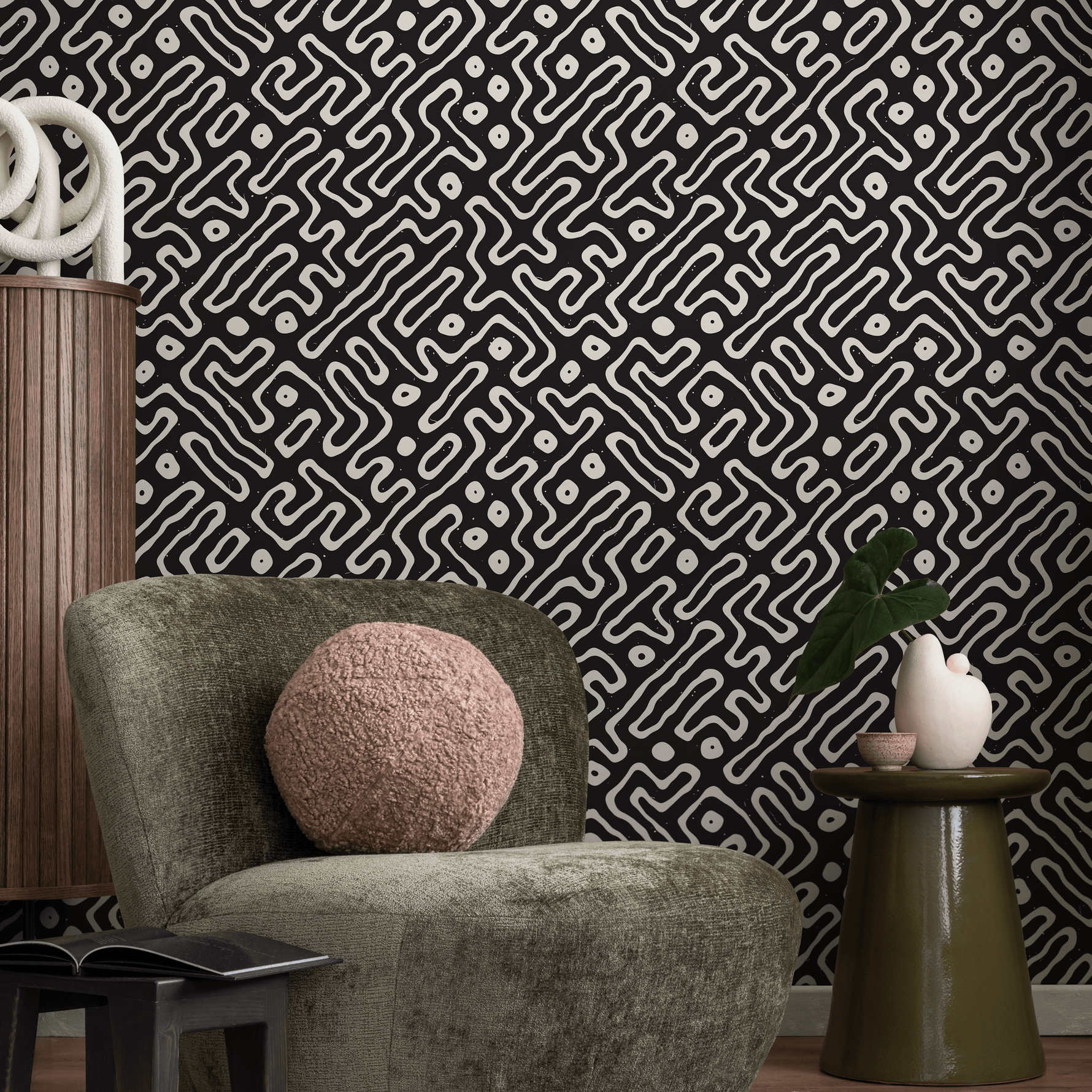 Removable Wallpaper Peel and Stick Wallpaper Wall Paper Wall Mural - Black and White Minimal Wallpaper - C045 - ONDECOR.COM