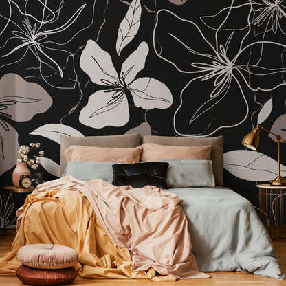 Abstract Floral Mural Wallpaper Peel and Stick and Traditional Wallpaper - C050