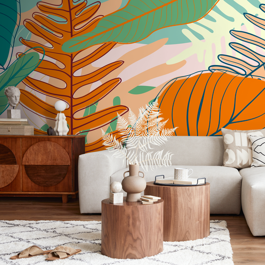 Coloful Tropical Abstract Mural Wallpaper Peel and Stick and Traditional Wallpaper - C075
