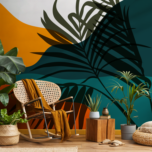 Wallpaper Peel and Stick Wallpaper Removable Wallpaper Home Decor Wall Art Wall Decor Room Decor / Tropical Leaves Mural Wallpaper  - C081