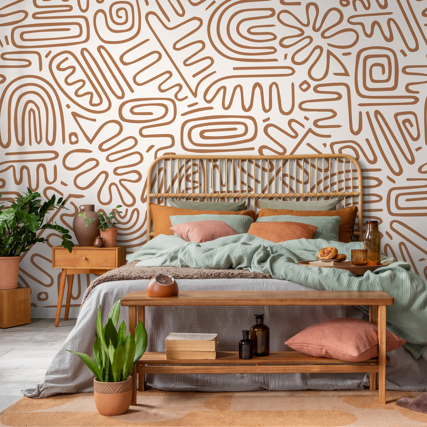 Removable Wallpaper Scandinavian Wallpaper Temporary Wallpaper Vintage Wallpaper Peel and Stick Wallpaper Wall Paper Boho - C082