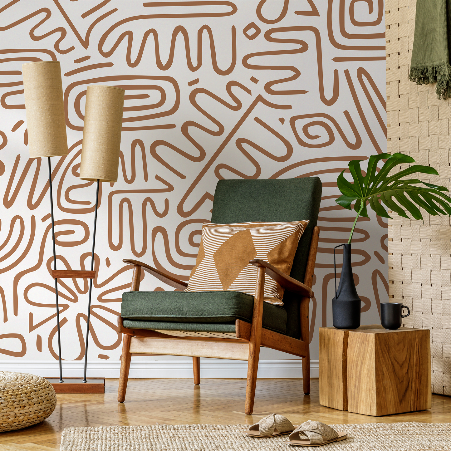 Removable Wallpaper Scandinavian Wallpaper Temporary Wallpaper Vintage Wallpaper Peel and Stick Wallpaper Wall Paper Boho - C082