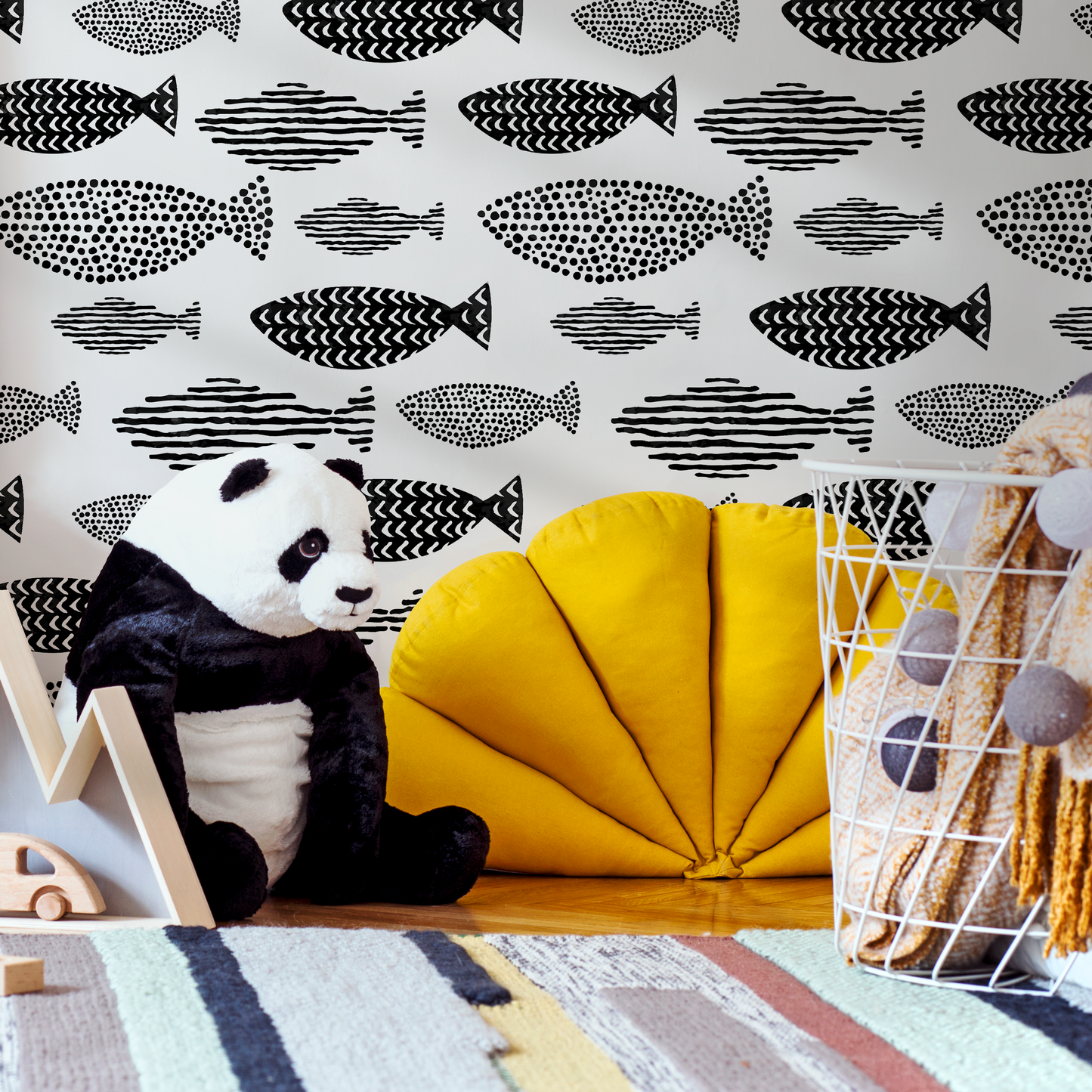 Temporary Wallpaper Peel and Stick Removable Wallpaper Abstract Dots Wall Paper Wall Mural - Black and White Wallpaper - C084