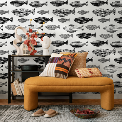 Temporary Wallpaper Peel and Stick Removable Wallpaper Abstract Dots Wall Paper Wall Mural - Black and White Wallpaper - C084