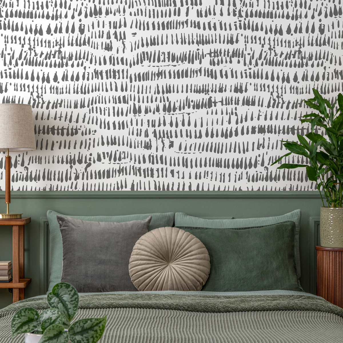 Abstract Wallpaper with Hand-Drawn Brushstrokes in Gray - AS1 - detail view