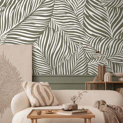 Wallpaper Peel and Stick Wallpaper Removable Wallpaper Home Decor Wall Art Wall Decor Room Decor / Green Abstract Leaves Wallpaper - C118