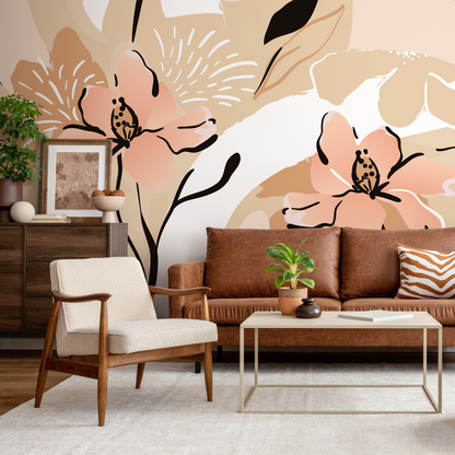 Removable Wallpaper Scandinavian Wallpaper Abstract Wallpaper Peel and Stick Wallpaper Wall Paper Tropical Leaves- C122