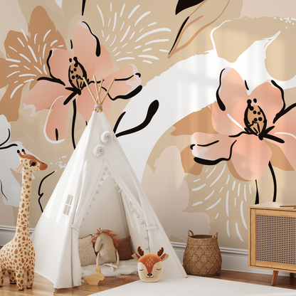 Removable Wallpaper Scandinavian Wallpaper Abstract Wallpaper Peel and Stick Wallpaper Wall Paper Tropical Leaves- C122