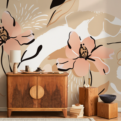 Removable Wallpaper Scandinavian Wallpaper Abstract Wallpaper Peel and Stick Wallpaper Wall Paper Tropical Leaves- C122