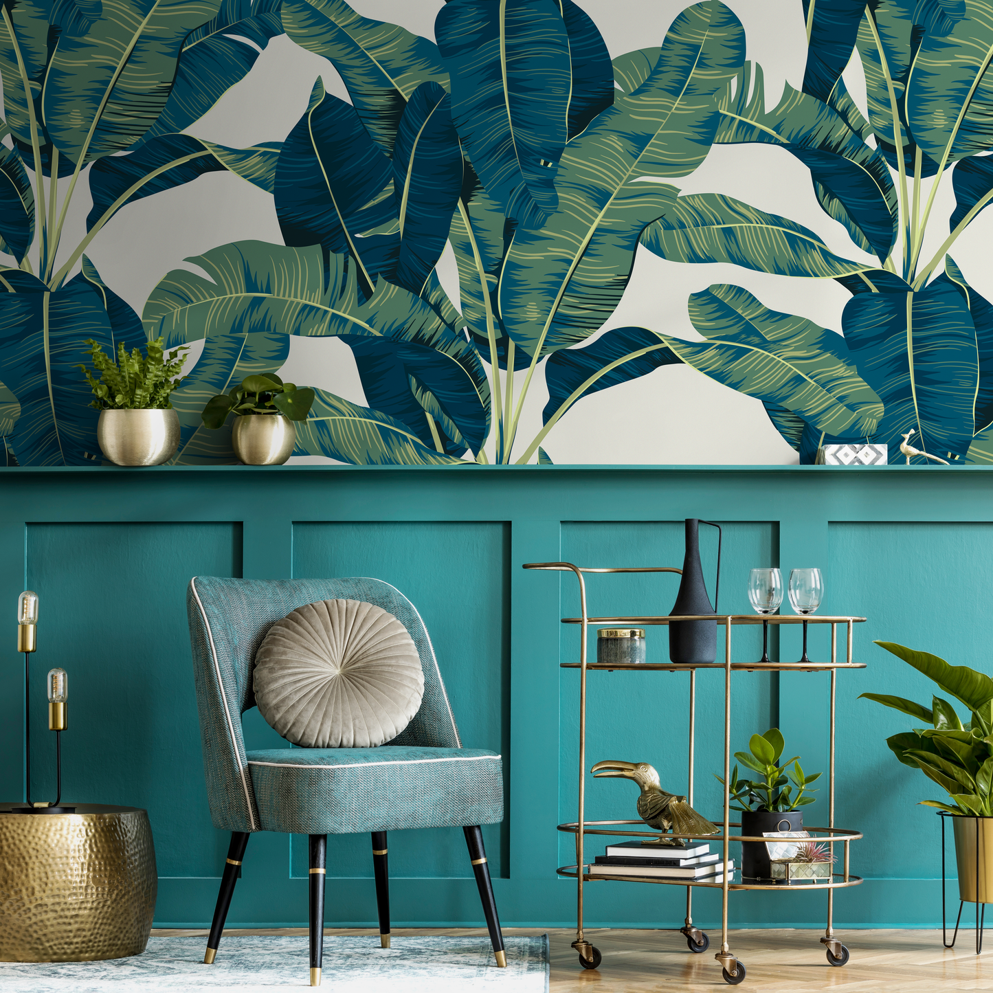 Tropical Banana Leaf Wallpaper Peel and Stick and Traditional Wallpaper - C160