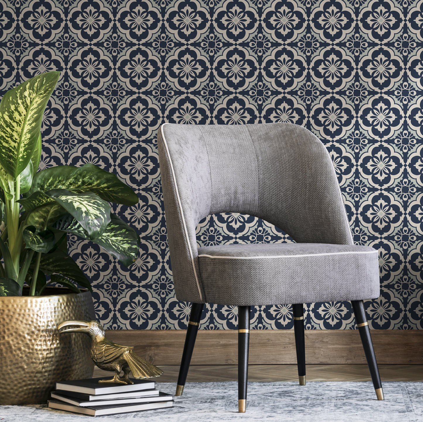 Removable Wallpaper Peel and Stick Wallpaper Wall Paper Wall Mural - Portuguese Azulejos Tile Wallpaper - C163