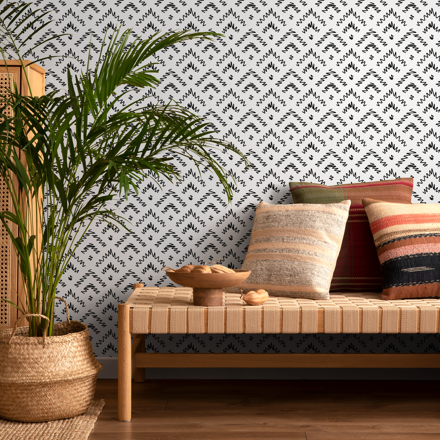 Wallpaper Peel and Stick Wallpaper Removable Wallpaper Home Decor Wall Decor Room Decor / Black and White Geometric Wallpaper -  C175