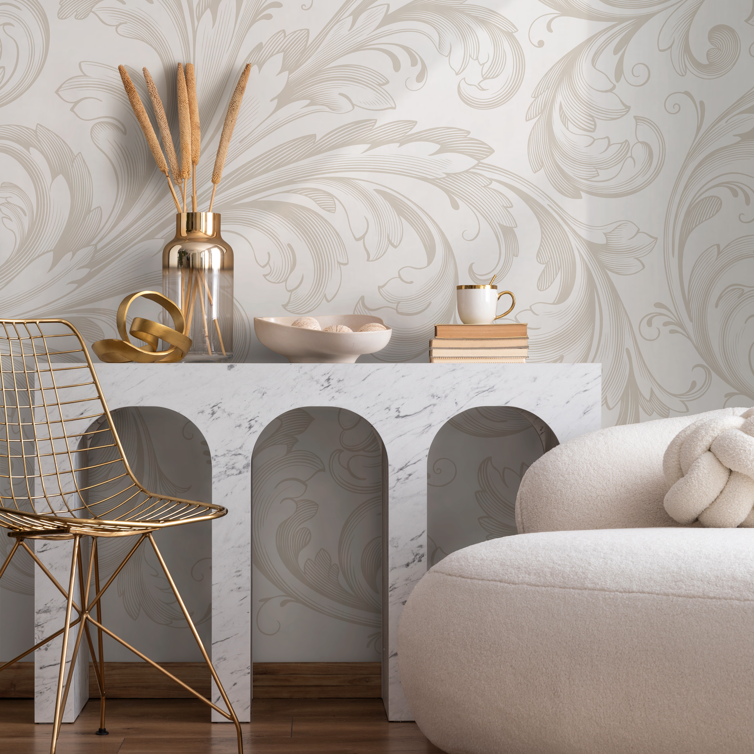 Papel pintado de damasco vintage, mural extraíble, decoración de pared para habitación infantil vintage, papel pintado reposicionable, papel pintado temporal - C209