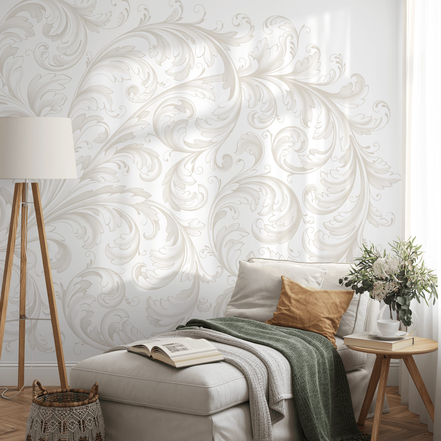 Vintage Damask Wallpaper Removable Wall Mural Vintage Nursery Decor Wall Covering Repositionable Wallpaper Temporary Wallpaper - C209