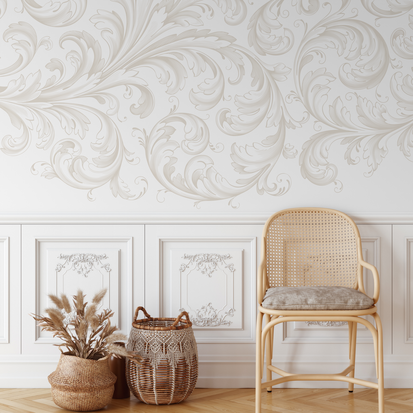 Vintage Damask Wallpaper Removable Wall Mural Vintage Nursery Decor Wall Covering Repositionable Wallpaper Temporary Wallpaper - C209