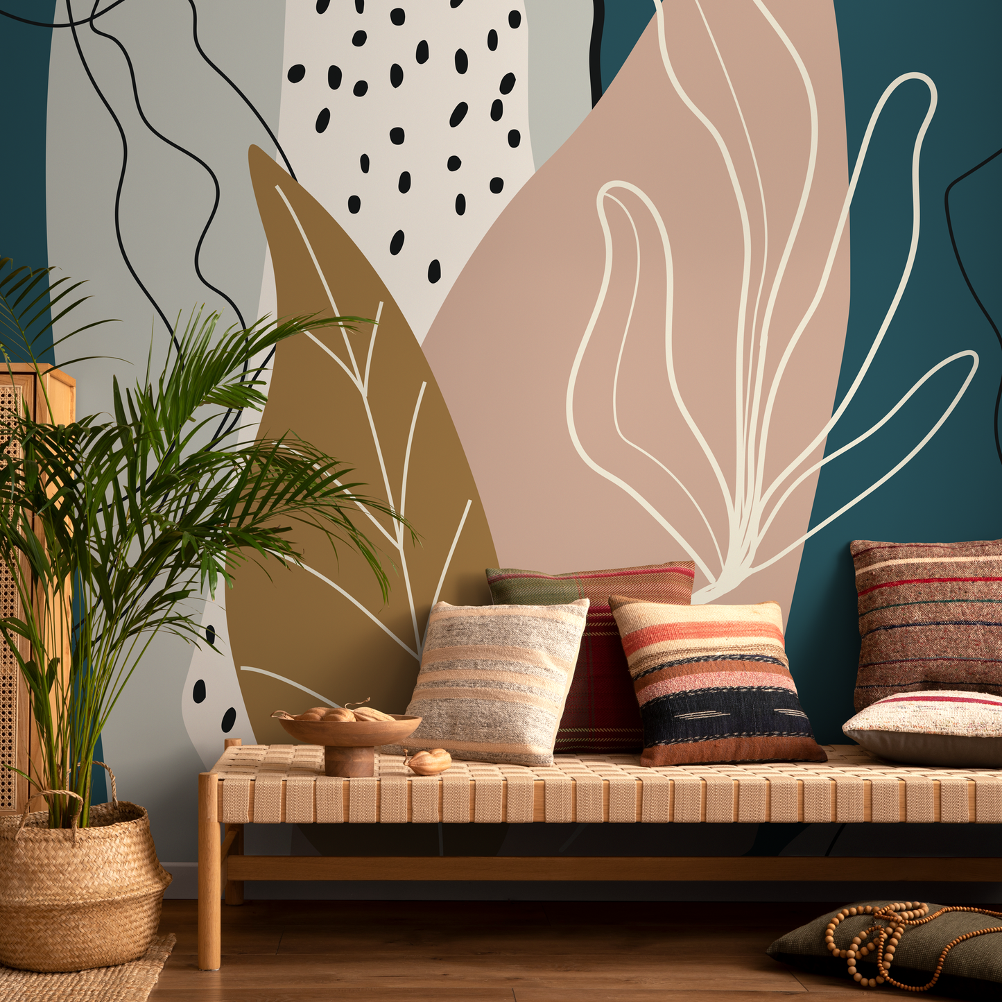 Wallpaper Peel and Stick Wallpaper Removable Wallpaper Home Decor Wall Decor Room Decor / Abstract Leaf Scandinavian Wallpaper - C212