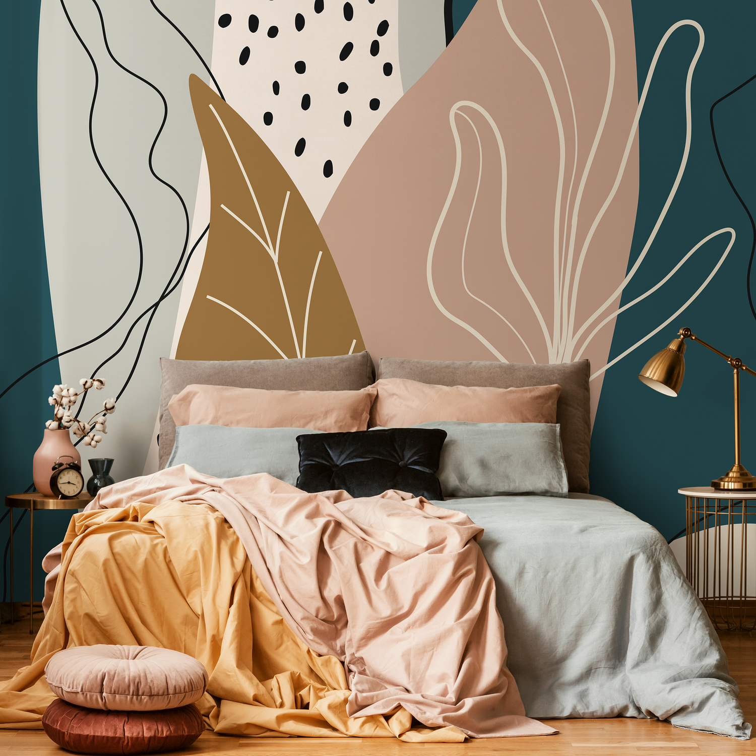 Wallpaper Peel and Stick Wallpaper Removable Wallpaper Home Decor Wall Decor Room Decor / Abstract Leaf Scandinavian Wallpaper - C212