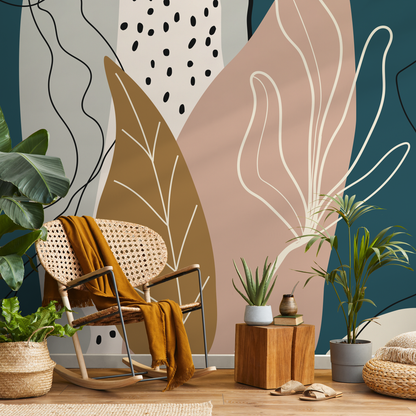 Wallpaper Peel and Stick Wallpaper Removable Wallpaper Home Decor Wall Decor Room Decor / Abstract Leaf Scandinavian Wallpaper - C212