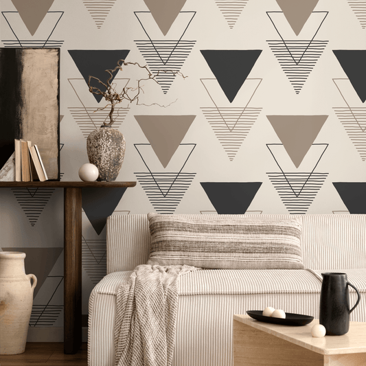 Removable Wallpaper Peel and Stick Wallpaper Wall Paper Wall Mural - Geometric Triangles Wallpaper - C244