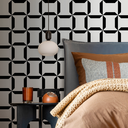 Removable Wallpaper Peel and Stick Wallpaper Wall Paper Wall Mural - Geometric Black and White Wallpaper - C283