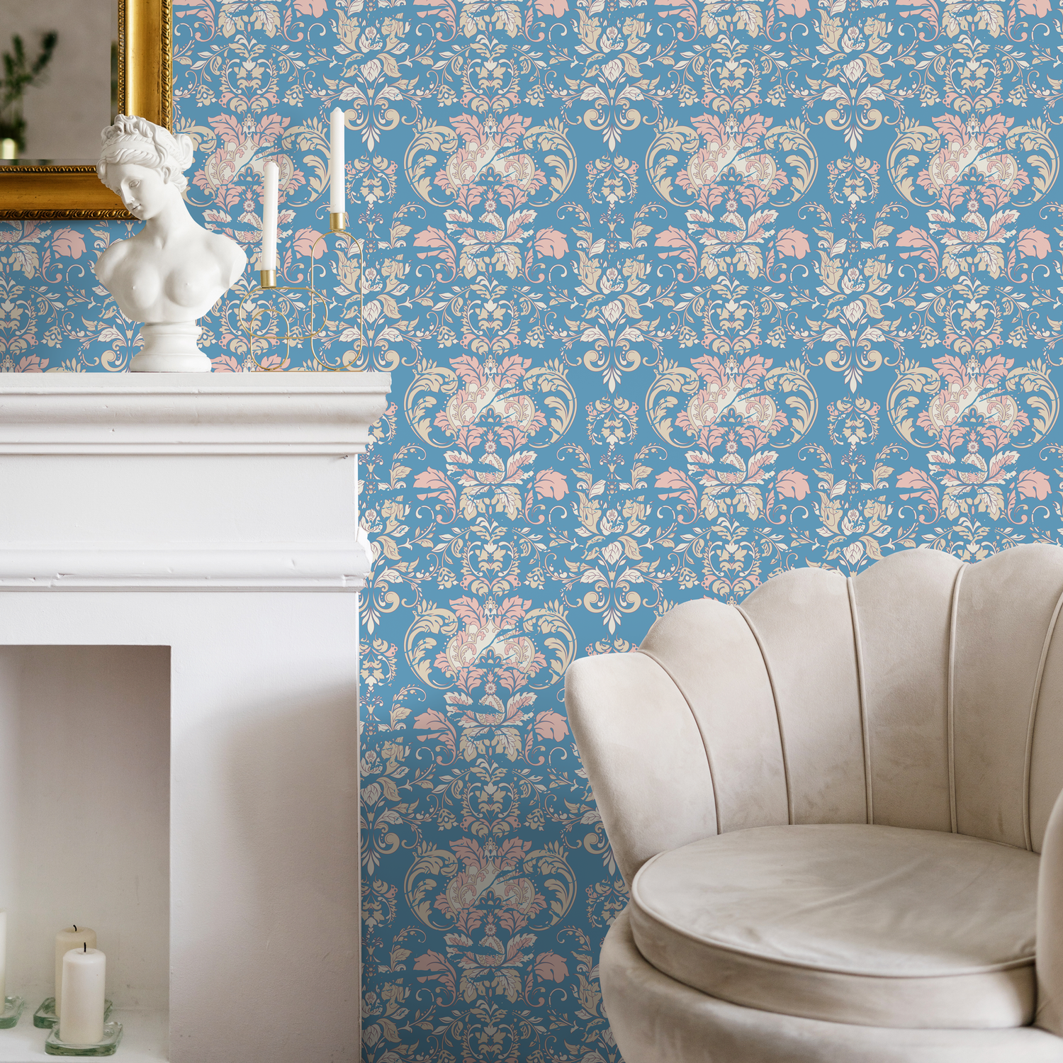 Papel pintado con flores ornamentales - Papel pintado despegable y autoadhesivo - C284