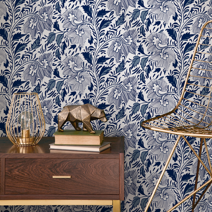 Ornamental Flowers Wallpaper - Removable Wallpaper Peel and Stick Wallpaper Wall Paper - C293