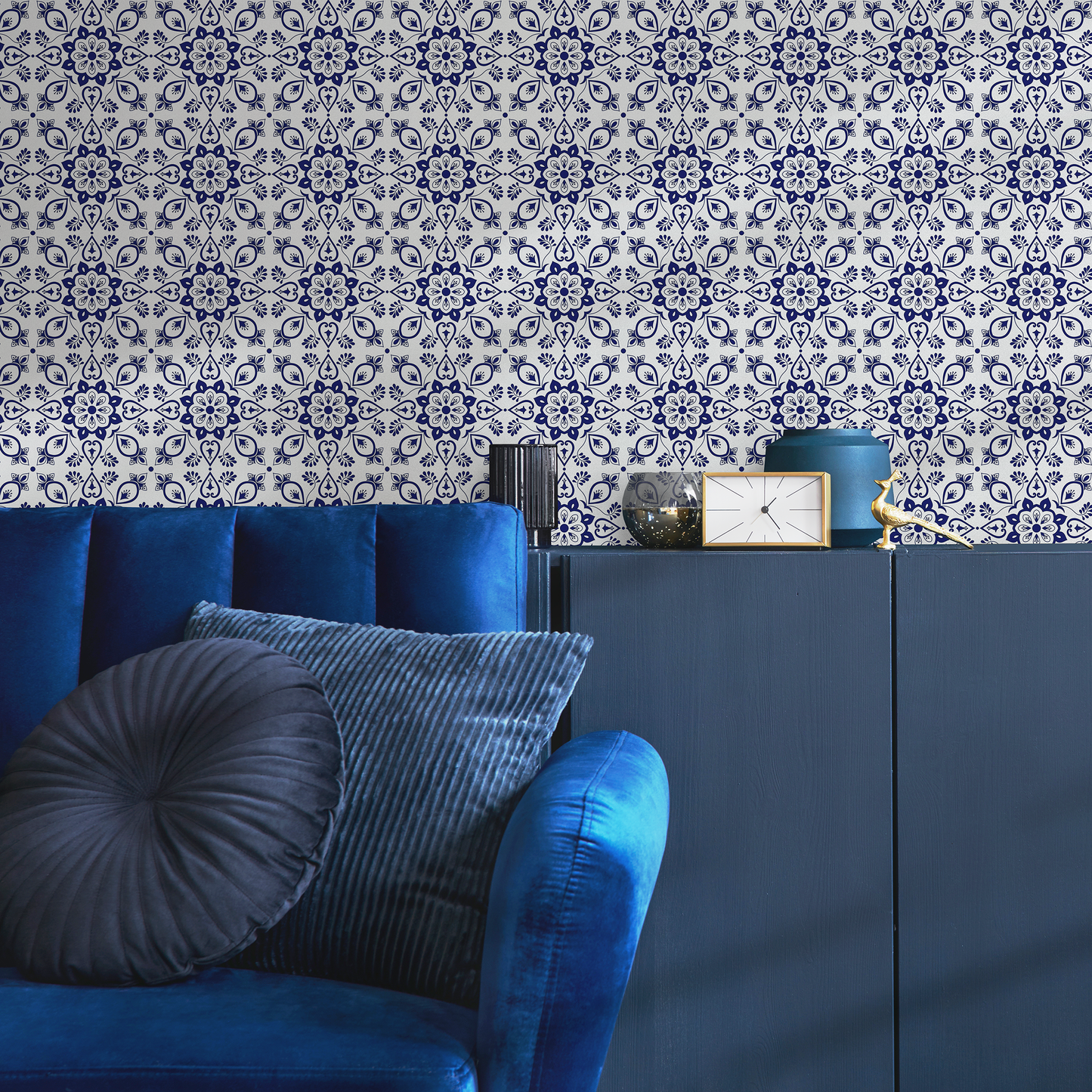 Ornamental Flowers Wallpaper - Removable Wallpaper Peel and Stick Wallpaper Wall Paper - C299