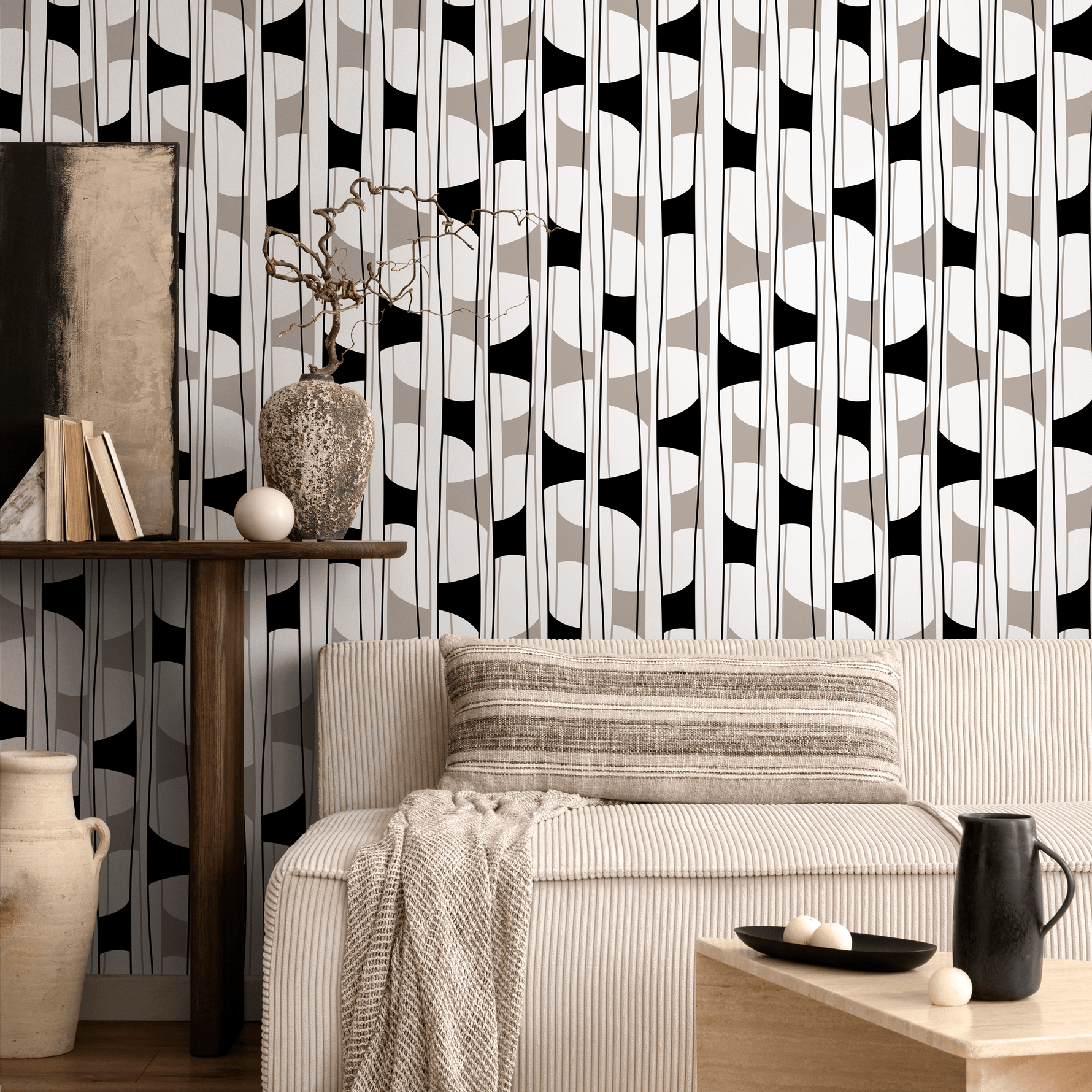 Removable Wallpaper Peel and Stick Wallpaper Wall Paper Wall Mural - Geometric Black and White Wallpaper - C301 - ONDECOR.COM