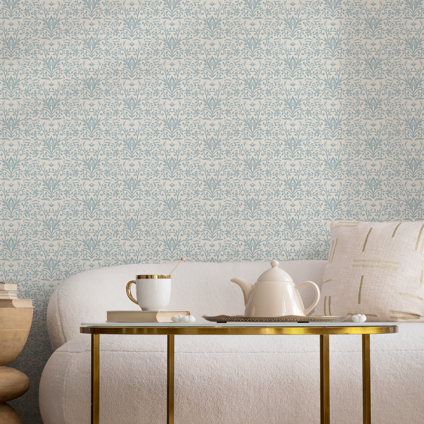 Wallpaper Peel and Stick Wallpaper Removable Wallpaper Home Decor Wall Art Wall Decor Room Decor / Blue Clasic Vintage Wallpaper - C308