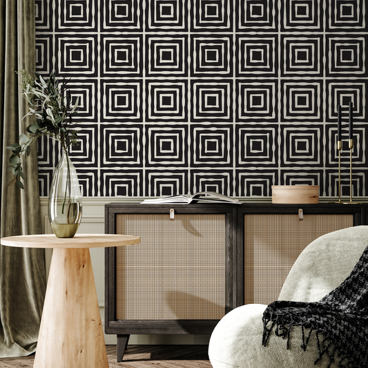 Wallpaper Peel and Stick Wallpaper Removable Wallpaper Home Decor Wall Art Wall Decor Room Decor / Black Geometric Wallpaper - C315