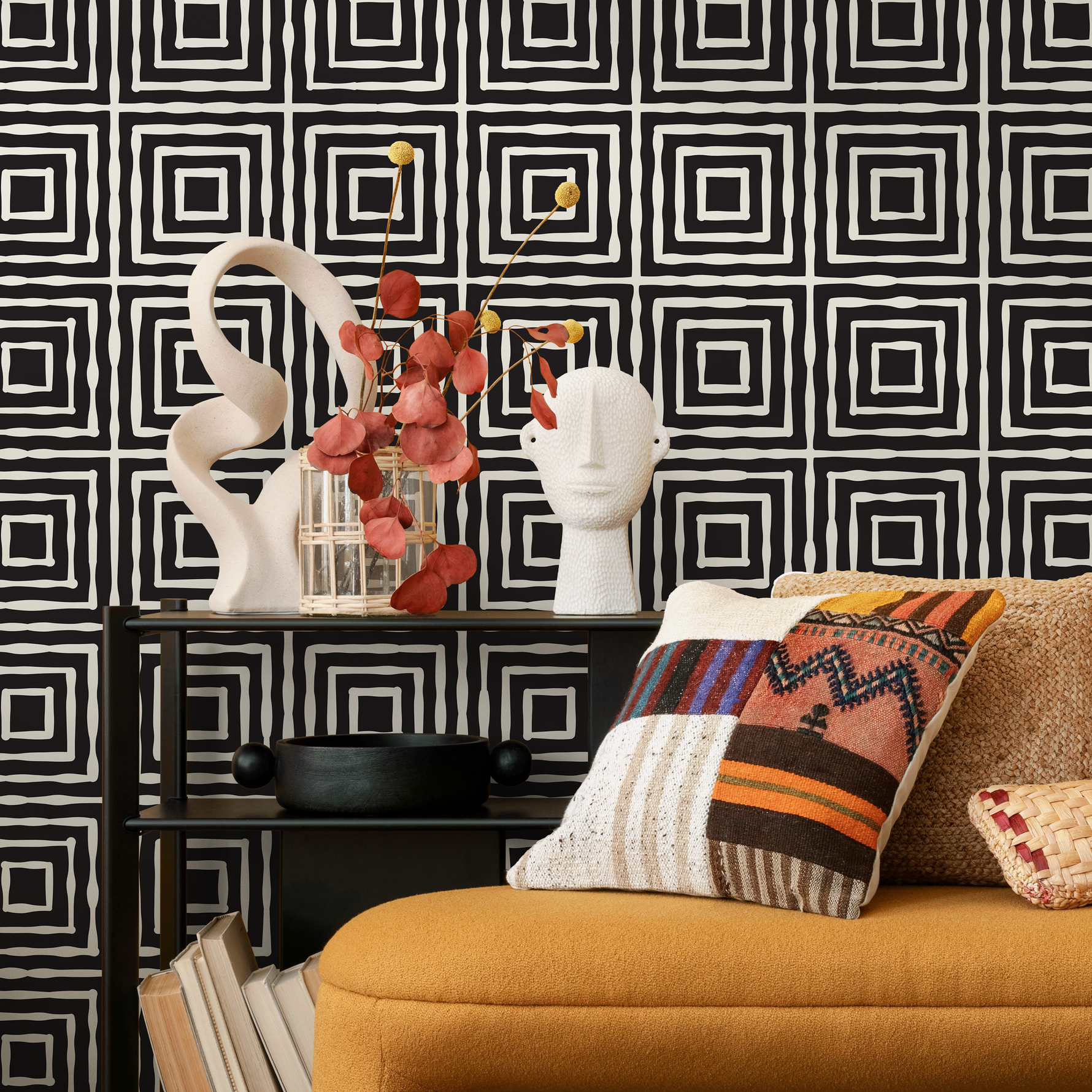 Wallpaper Peel and Stick Wallpaper Removable Wallpaper Home Decor Wall Art Wall Decor Room Decor / Black Geometric Wallpaper - C315 - ONDECOR.COM