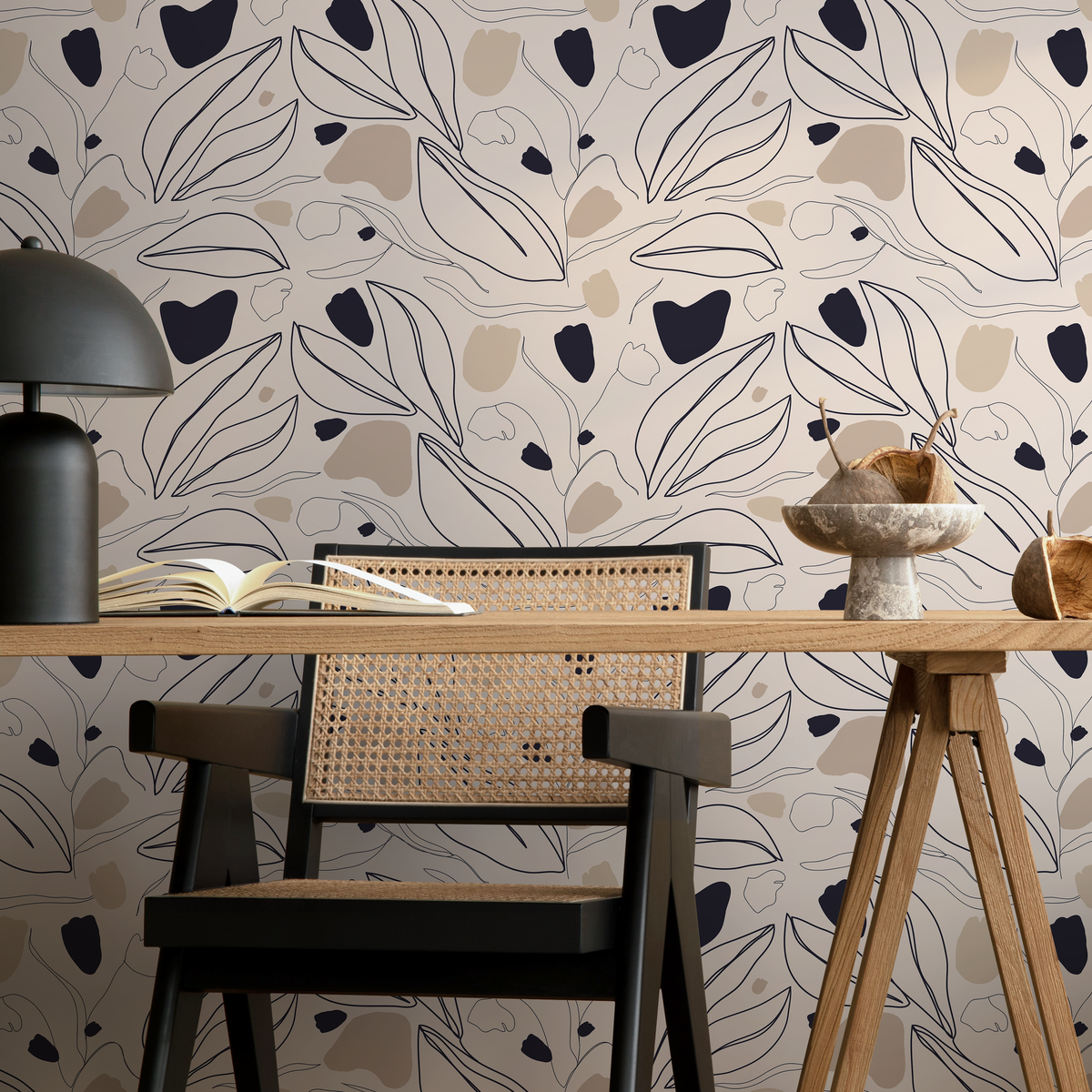 Wallpaper Peel and Stick Wallpaper Removable Wallpaper Home Decor Wall Art Wall Decor Room Decor / Neutral Boho Leaves Wallpaper - C324 - ONDECOR.COM