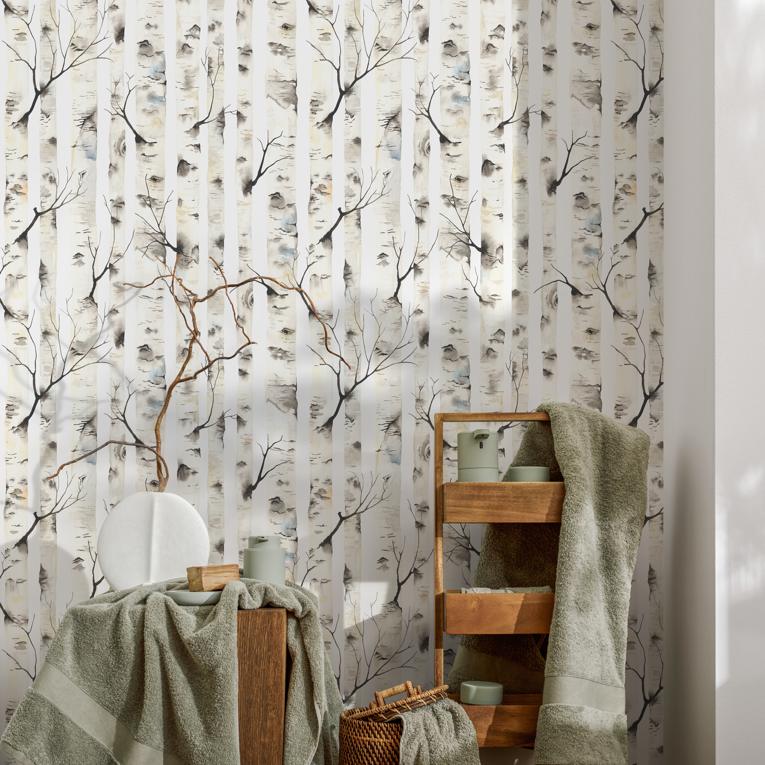 Papel tapiz autoadhesivo, papel tapiz removible, decoración del hogar, arte de pared, decoración de habitaciones, papel tapiz abstracto de bosque - C325