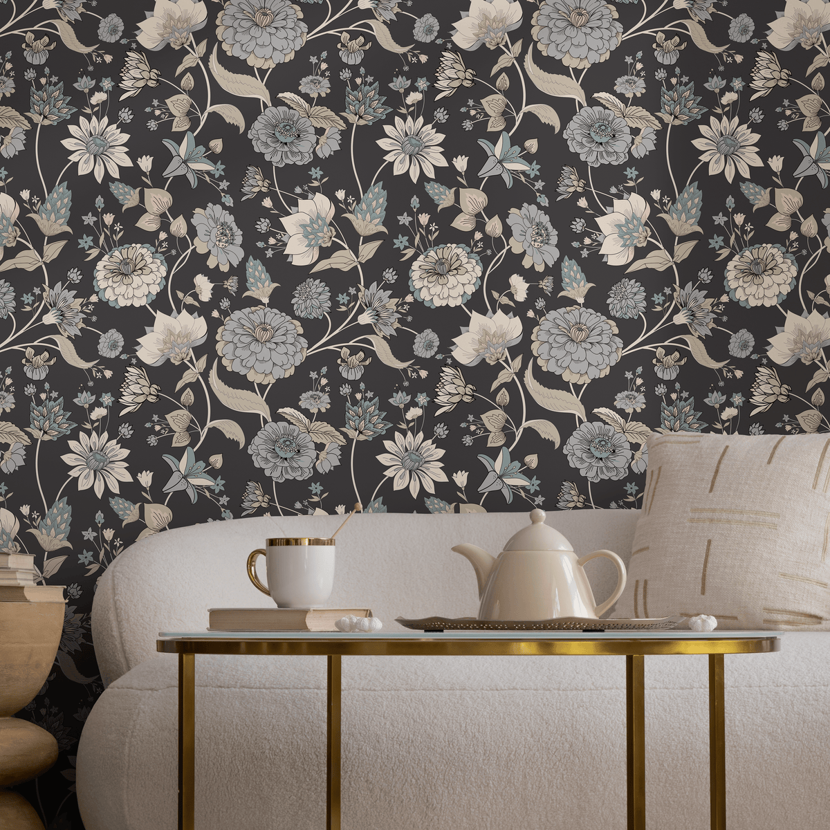 Wallpaper Peel and Stick Wallpaper Removable Wallpaper Home Decor Wall Art Wall Decor Room Decor / Blue Vintage Floral Wallpaper - C329 - ONDECOR.COM