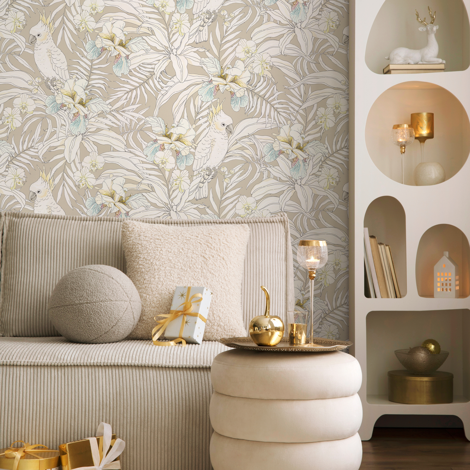 Papel pintado autoadhesivo, papel pintado extraíble, decoración del hogar, arte de pared, decoración de habitaciones, papel pintado de animales tropicales neutros - C331